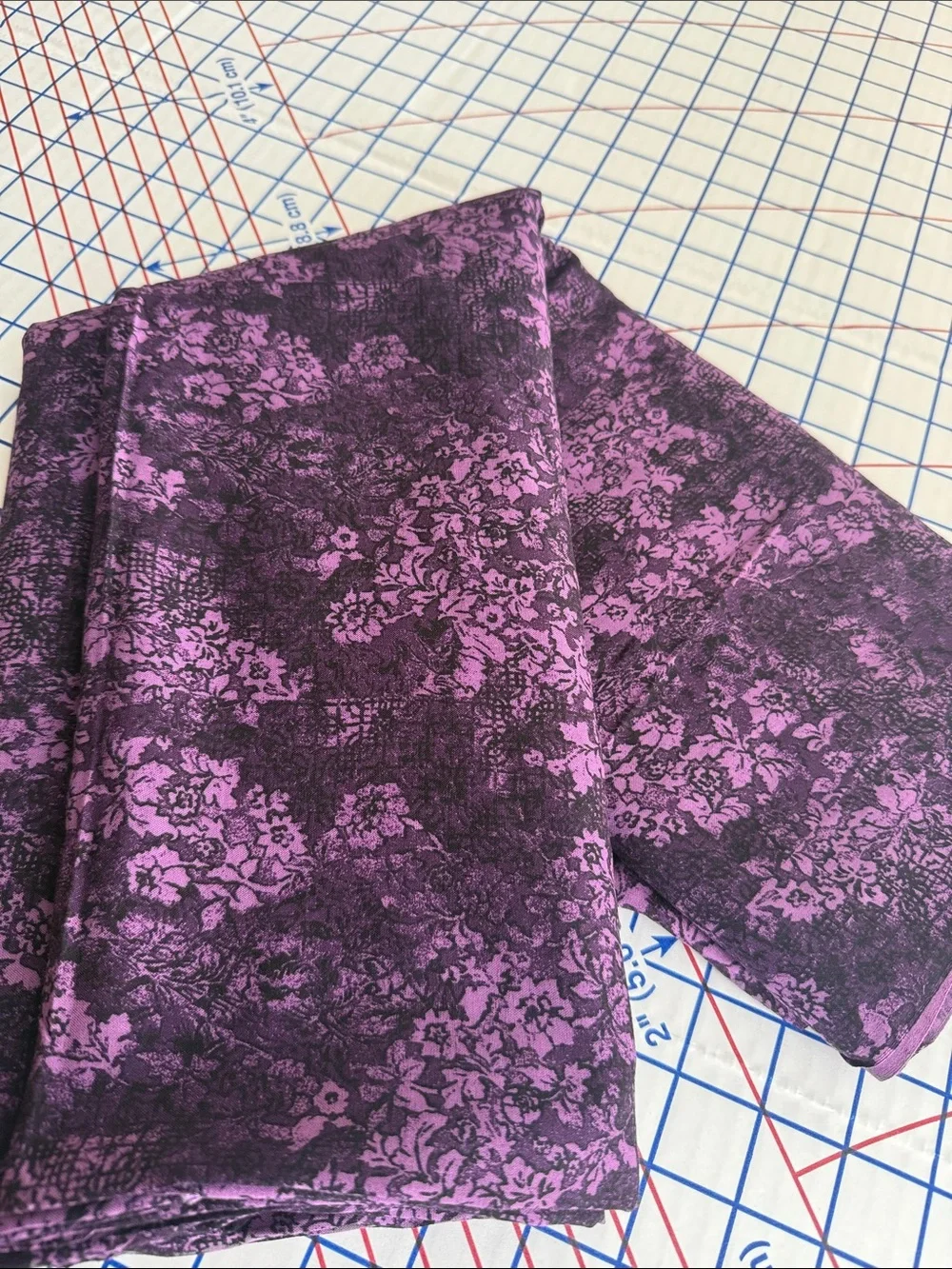 Vintage California Fashions Purple Floral Drapey Rayon-Like Fabric 3 Yds x 48
